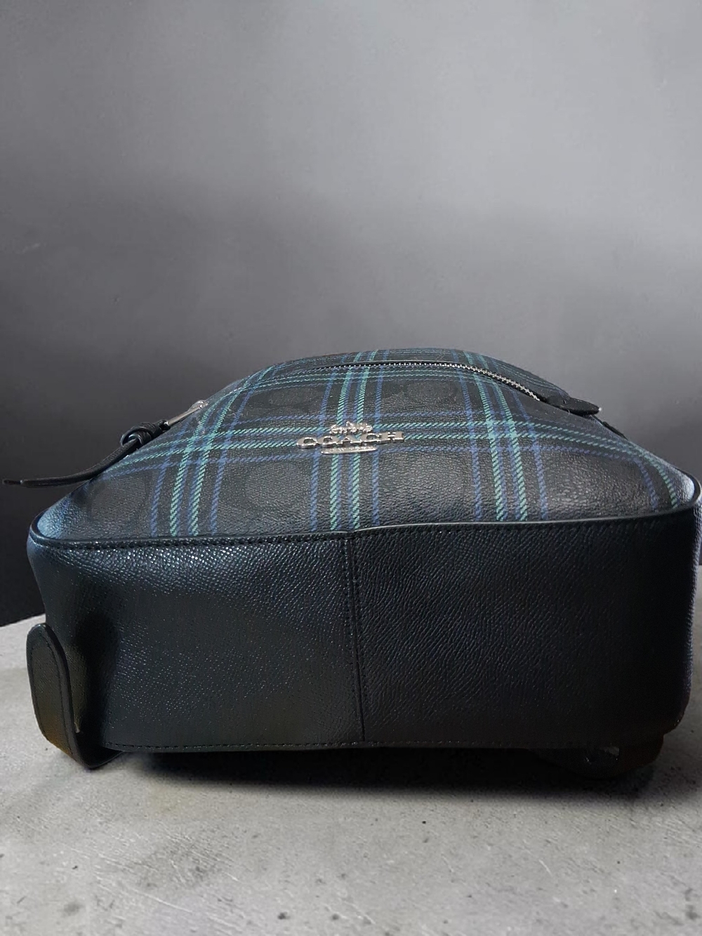 Coach Jordyn  Plaid Signature Leather Medium Backpack in Black/Blue,Free WALLET - Picture 3 of 5